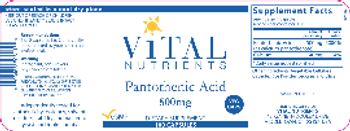 Vital Nutrients Pantothenic Acid 500 mg - supplement