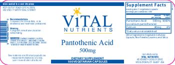 Vital Nutrients Pantothenic Acid 500 mg - supplement