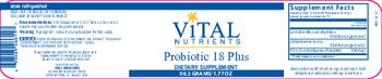 Vital Nutrients Probiotic 18 Plus - supplement