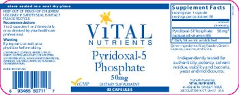 Vital Nutrients Pyridoxal-5 Phosphate 50 mg - supplement