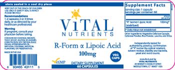 Vital Nutrients R-Form Alpha Lipoic Acid 100 mg - supplement