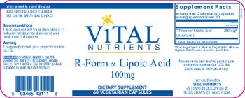 Vital Nutrients R-Form Alpha Lipoic Acid 100 mg - supplement