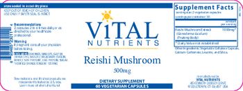 Vital Nutrients Reishi Mushroom 500 mg - supplement