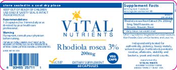 Vital Nutrients Rhodiola Rosea 3% 200 mg - supplement