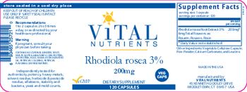 Vital Nutrients Rhodiola Rosea 3% 200 mg - supplement