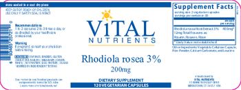 Vital Nutrients Rhodiola Rosea 3% 200 mg - supplement