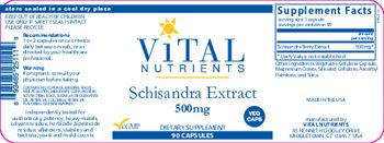 Vital Nutrients Schisandra Extract 500 mg - supplement