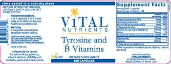 Vital Nutrients Tyrosine and B Vitamins - supplement