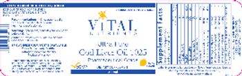 Vital Nutrients Ultra Pure Cod Liver Oil 1025 Lemon Flavor - supplement