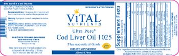 Vital Nutrients Ultra Pure Cod Liver Oil 1025 Lemon Flavor - supplement