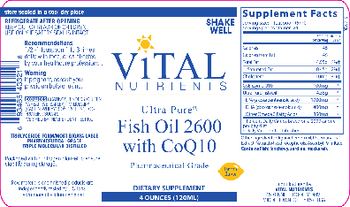 Vital Nutrients Ultra Pure Fish Oil 2600 with CoQ10 Lemon Flavor - supplement