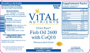 Vital Nutrients Ultra Pure Fish Oil 2600 with CoQ10 Lemon Flavor - supplement