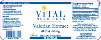 Vital Nutrients Valerian Extract 250 mg - supplement