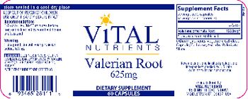 Vital Nutrients Valerian Root 625 mg - supplement