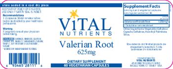 Vital Nutrients Valerian Root 625 mg - supplement