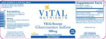 Vital Nutrients Veg-Source Glucosamine Sulfate 500 mg - supplement