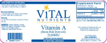 Vital Nutrients Vitamin A 25,000 IU - supplement