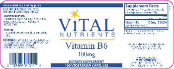 Vital Nutrients Vitamin B6 100 mg - supplement