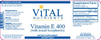 Vital Nutrients Vitamin E 400 - supplement