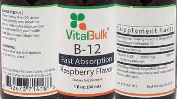 VitalBulk B-12 Raspberry Flavor - supplement