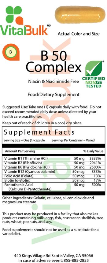 VitalBulk B 50 Complex Niacin & Niacinamide Free - food supplement