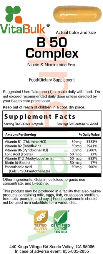VitalBulk B 50 Complex Niacin & Niacinimide Free - food supplement
