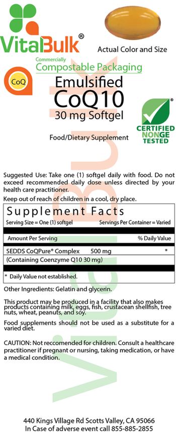 VitalBulk Emulsified CoQ10 30 mg Softgel - food supplement