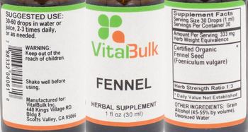 VitalBulk Fennel - herbal supplement