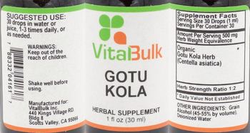 VitalBulk Gotu Kola - herbal supplement