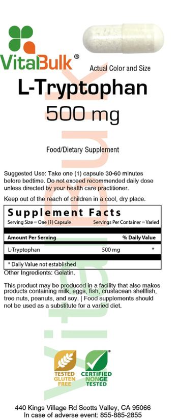 VitalBulk L-Tryptophan 500 mg - food supplement