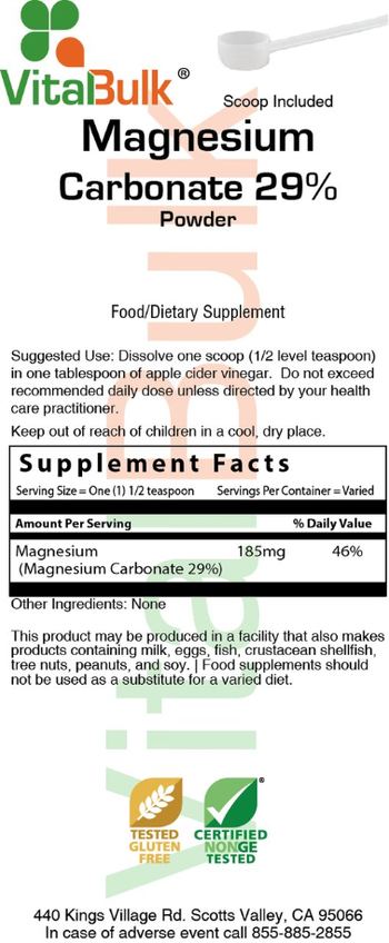 VitalBulk Magnesium Carbonate 29% Powder - food supplement