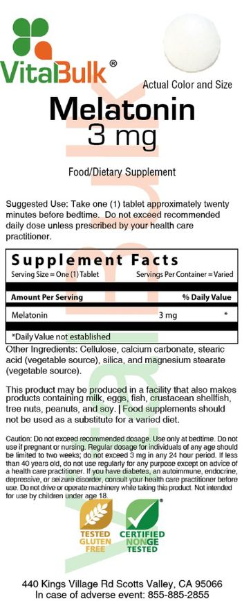 VitalBulk Melatonin 3 mg - food supplement