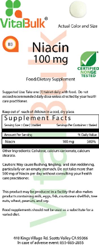VitalBulk Niacin 100 mg Tablet - food supplement
