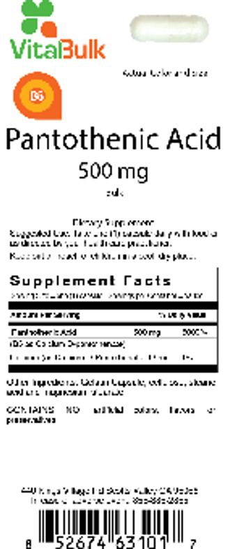 VitalBulk Pantothenic Acid 500 mg Capsule - supplement