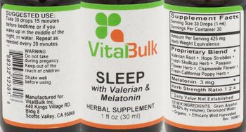 VitalBulk Sleep with Valerian & Melatonin - herbal supplement
