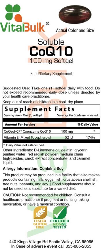 VitalBulk Soluble CoQ10 100 mg Softgel - food supplement