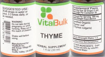 VitalBulk Thyme - herbal supplement