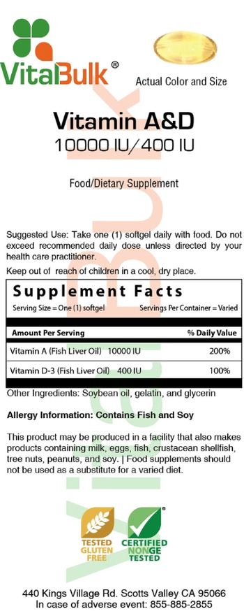 VitalBulk Vitamin A&D 10000 IU/400 IU - food supplement