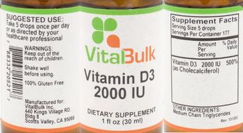 VitalBulk Vitamin D3 2000 IU - food supplement