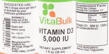 VitalBulk Vitamin D3 5,000 IU - supplement