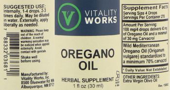 Vitality Works Oregano Oil - herbal supplement