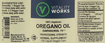 Vitality Works Oregano Oil - herbal supplement