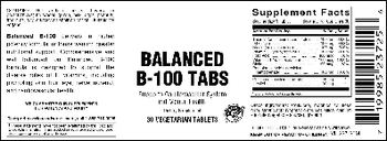 Vitamer Laboratories Balanced B-100 Tabs - supplement
