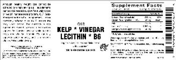 Vitamer Laboratories KVLB Kelp Vinegar Lecithin B6 - supplement