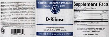 Vitamin Research Products D-Ribose - supplement