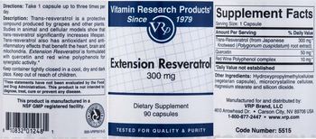 Vitamin Research Products Extension Resveratrol 300 mg - supplement