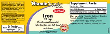 Vitamin Supply For Life Iron 28 mg - supplement