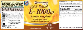 Vitamin World 100% Natural E-1000 IU - vitaminantioxidant supplement