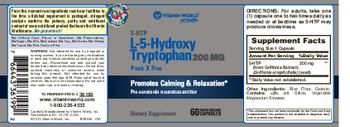 Vitamin World 5-HTP L-5-Hydroxy Tryptophan 200 mg - supplement