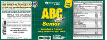 Vitamin World ABC Plus Senior Iron Free - supplement